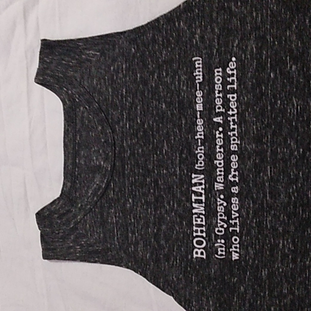 Bohemian Women's Tank Top.  Size Medium. Black and Gray.